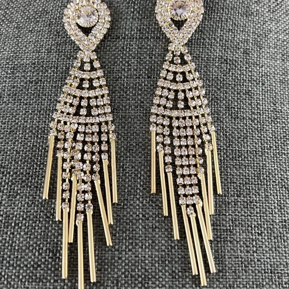 Rhinestone Earrings Dangling for Women Sparkly Silver Dangle Earrings Girls Long - Picture 2 of 3